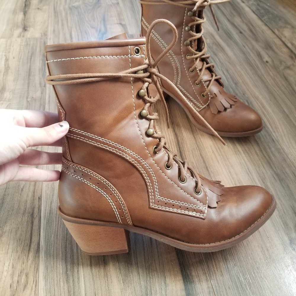 Leather western style boot